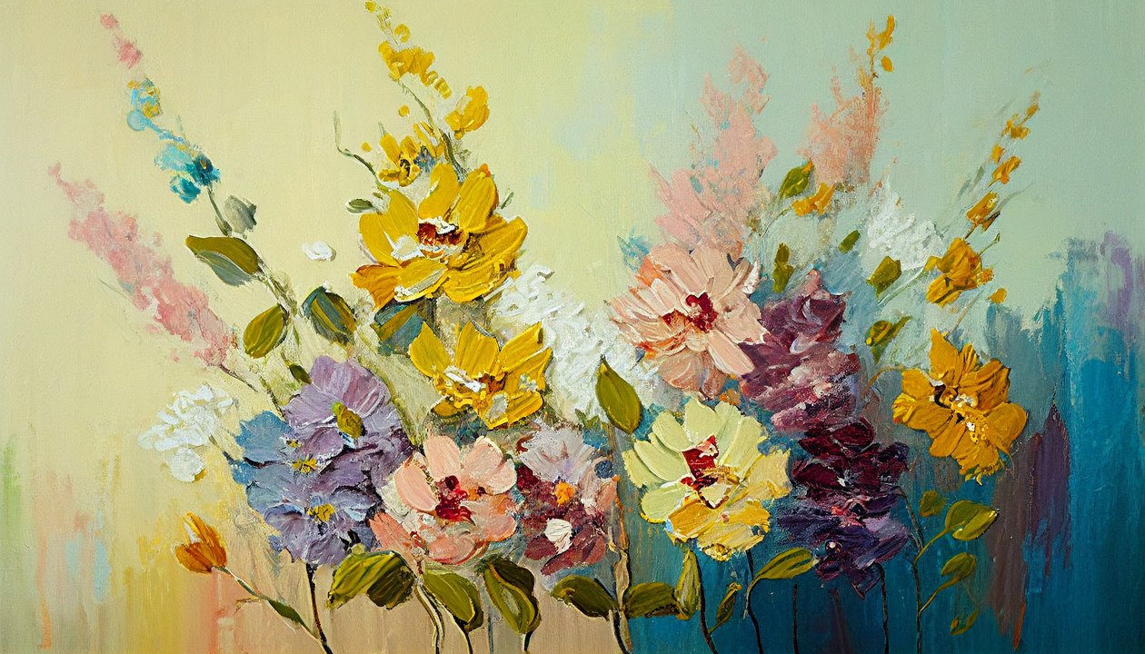 Flores antigas em vaso, floral abstrato em tela, impressões de arte de parede de F. Abderrahim