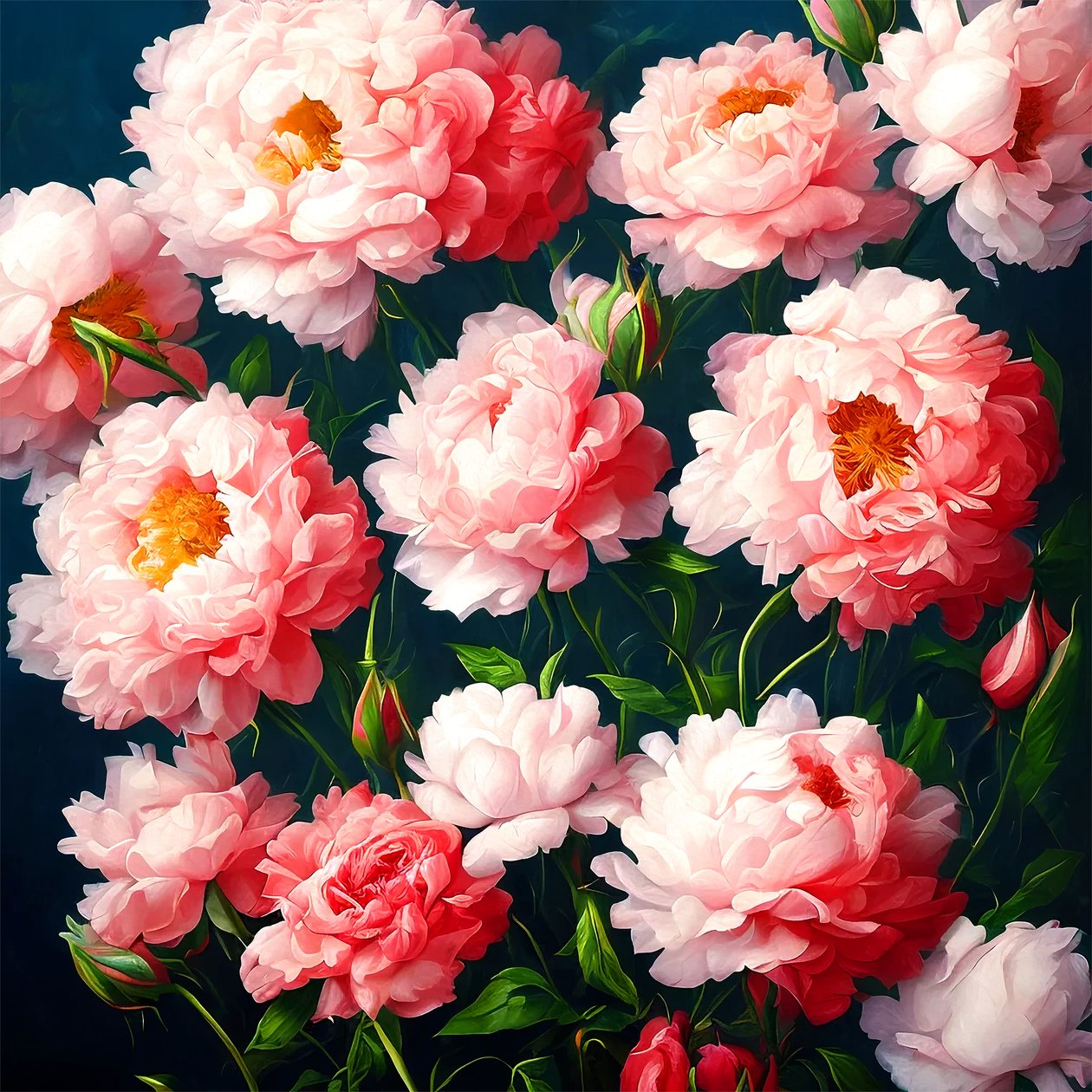 Pintura de rosas bonitas sobre tela, impressões de arte de parede quadradas, cores vivas de F. Abderrahim