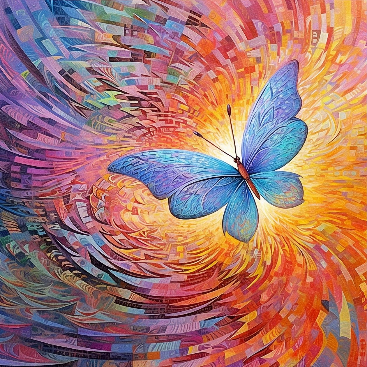 Borboleta pintura colorida abstrata IA generativa Metamorfose cartaz de F. Abderrahim