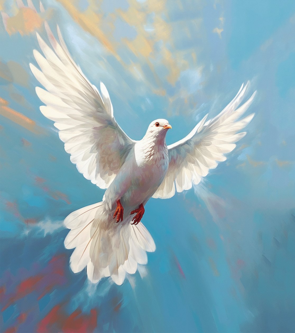 Pomba em voo, pássaro símbolo da paz, pintura a óleo minimalista, impressão de arte mural de F. Abderrahim
