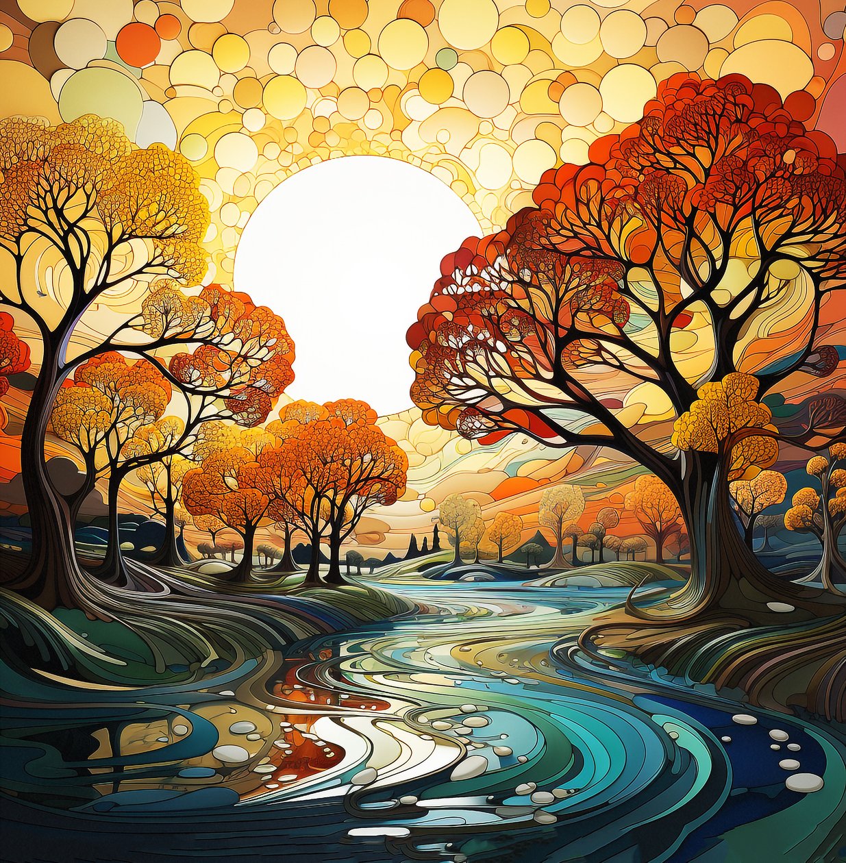 Quadros de paisagens fantásticas e árvores para venda, Quadros de parede | Impressões em tela de F. Abderrahim