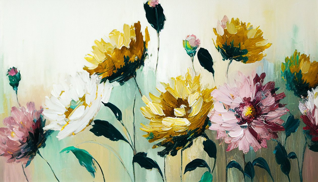 Pintura de natureza morta floral em tela horizontal, impressões de arte de parede a pedido de F. Abderrahim