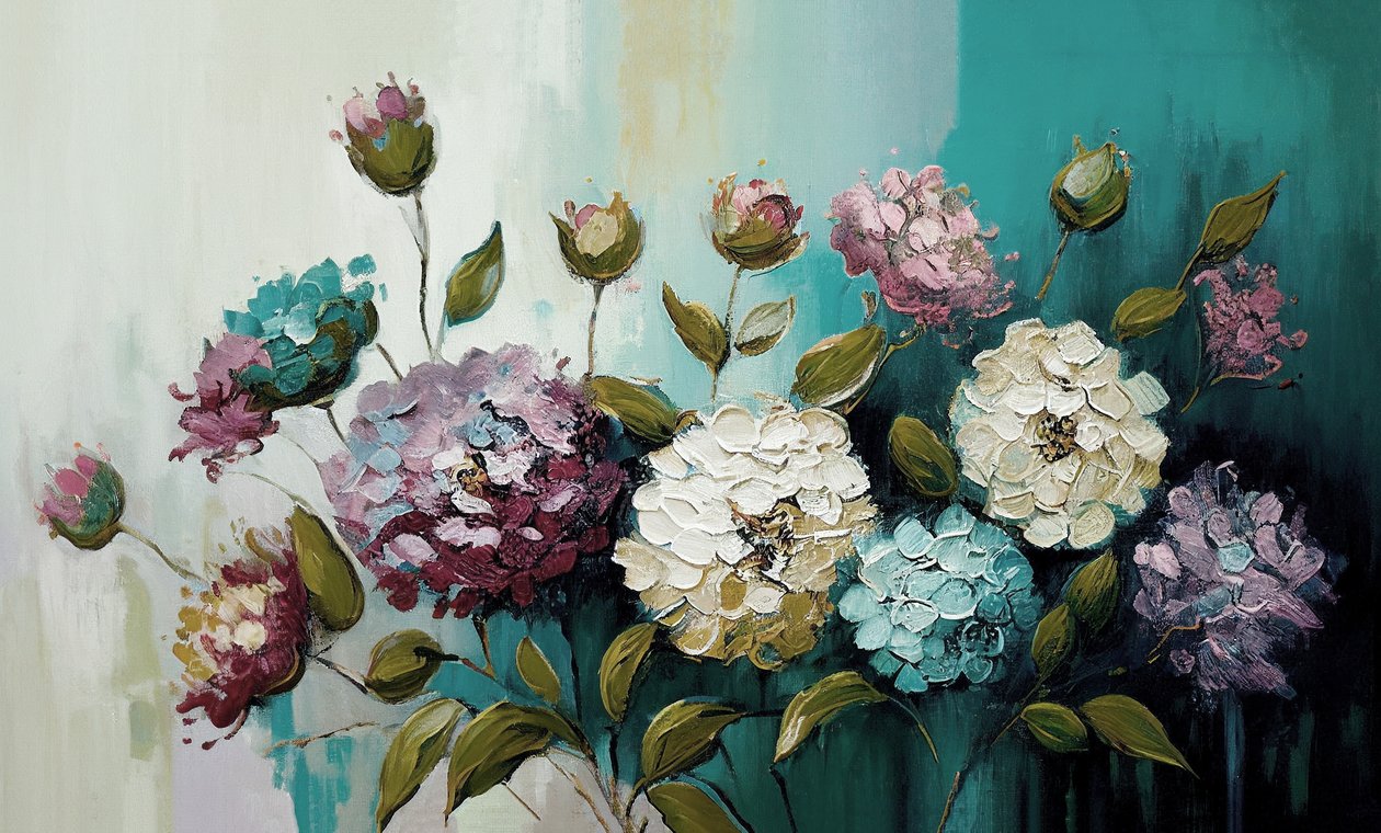 Venda de pintura de natureza morta de flores em tela, impressões de arte mural online de F. Abderrahim