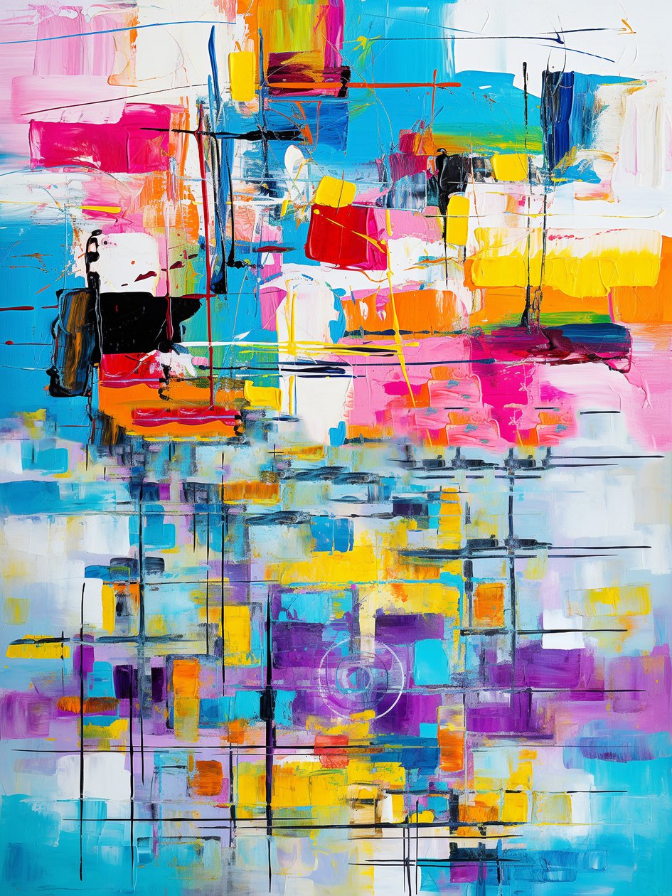 Pintura de arte abstrata fluida Full Colors, impressões de belas artes de F. Abderrahim