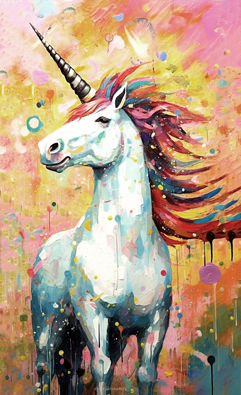 Quadro Cavalos com chifres, criaturas míticas para decoração de parede, impressões de arte de F. Abderrahim