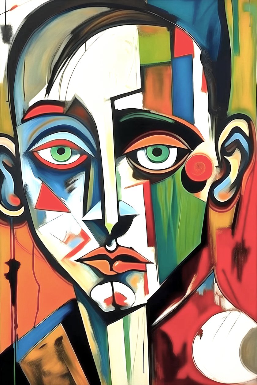 Pintura de retrato triste sobre tela, decoração de parede | Impressões em tela de F. Abderrahim