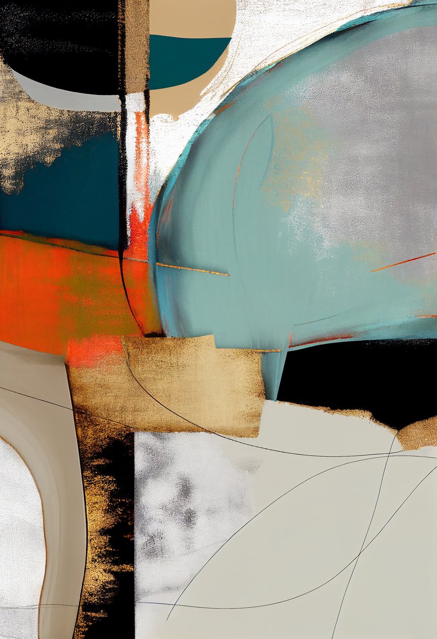 Arte abstrata em camadas, decoração de parede contemporânea, impressão a pedido de F. Abderrahim