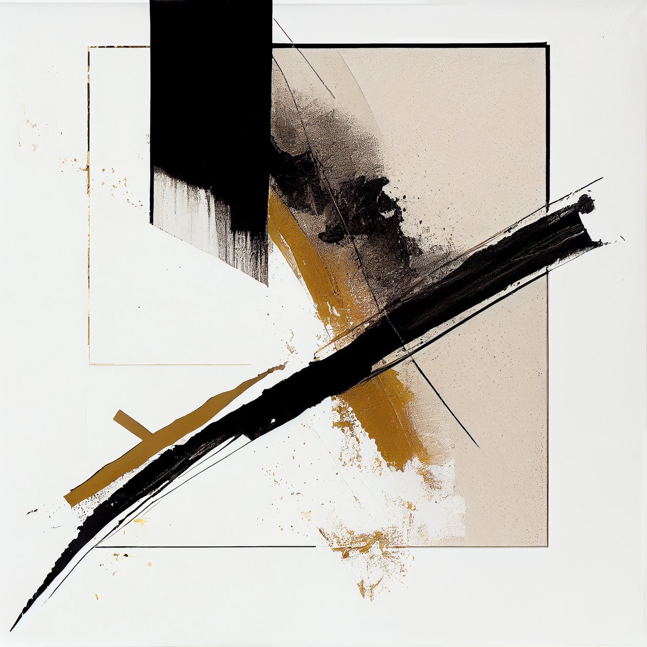 Decoração de parede moderna e minimalista, pintura branca preta bege sobre tela de F. Abderrahim