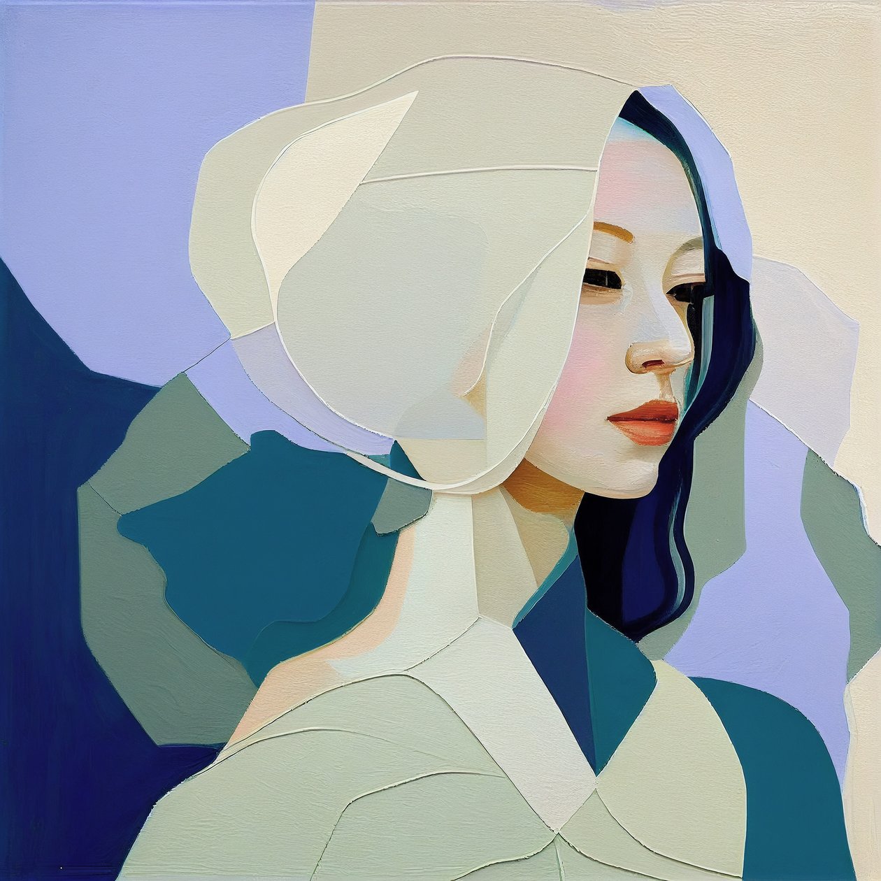 Pintura abstrata minimalista, Mulher bonita com cabelo louro, impressões de arte de parede de F. Abderrahim