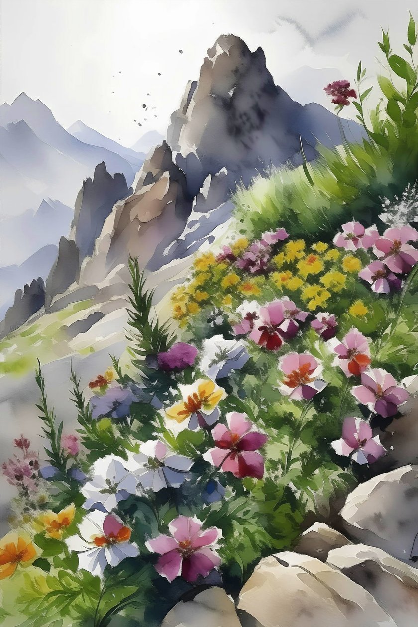 Impressões murais de Mountain Summit Flores, botânica e cenas naturais de F. Abderrahim