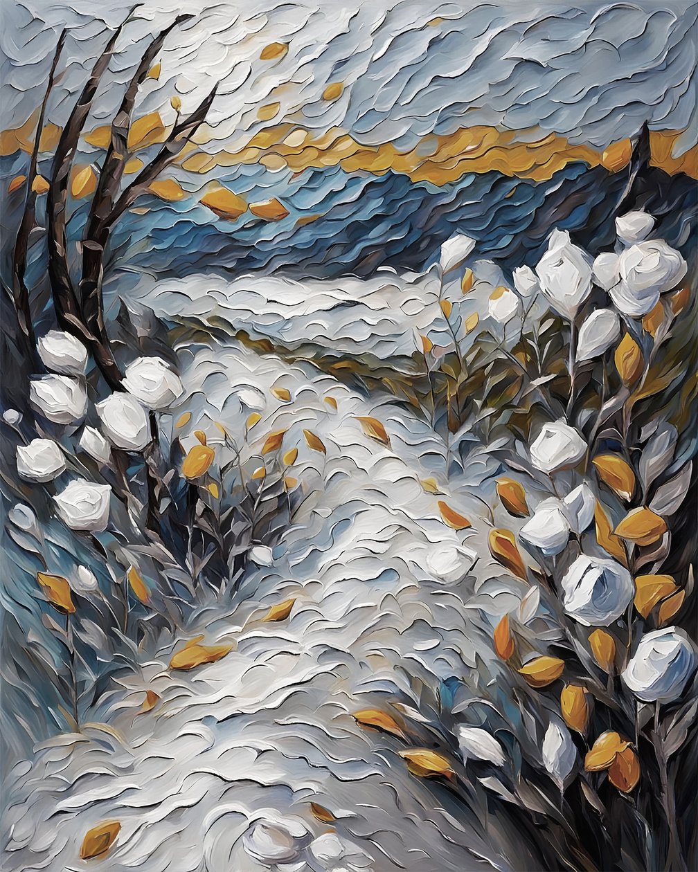 Cena natural, pico da montanha, paisagem floral, telas e impressões de arte para parede de F. Abderrahim