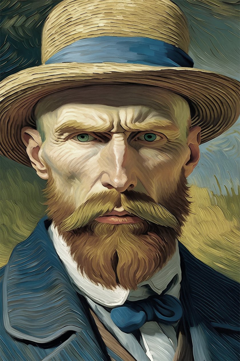Retro vintage, Retrato de um homem, van gogh, estilo, impressões de arte de parede de F. Abderrahim