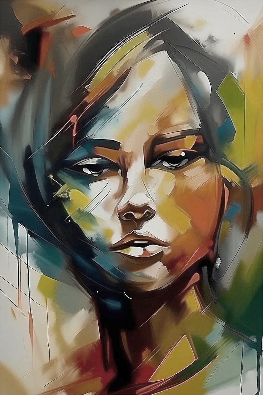 Pintura de rosto de rapariga triste em tela para venda, impressões de arte de beleza feminina de F. Abderrahim