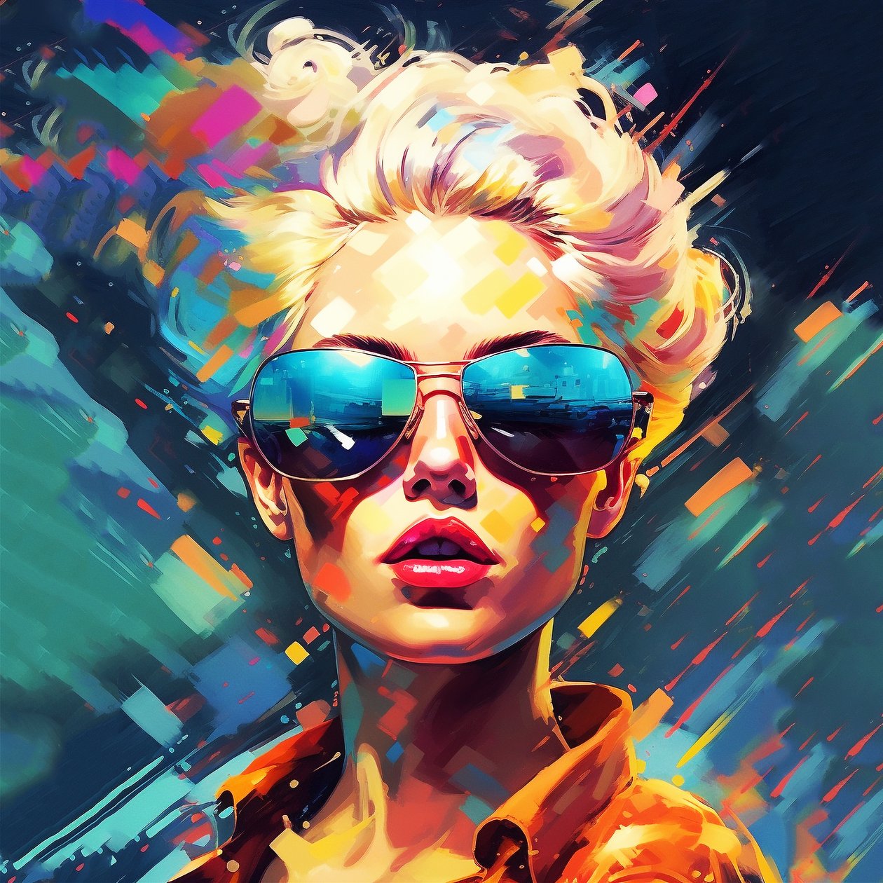 Singer sunglasses fashion, pintura abstrata, Pintura de parede | Impressões em tela de F. Abderrahim
