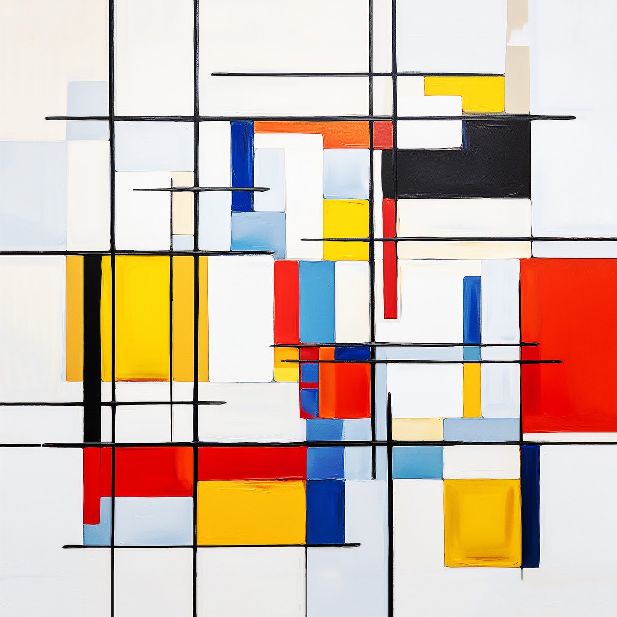 estilo de pintura abstrata de Piet Mondrian, ideia de decoração de parede de sala de estar de F. Abderrahim