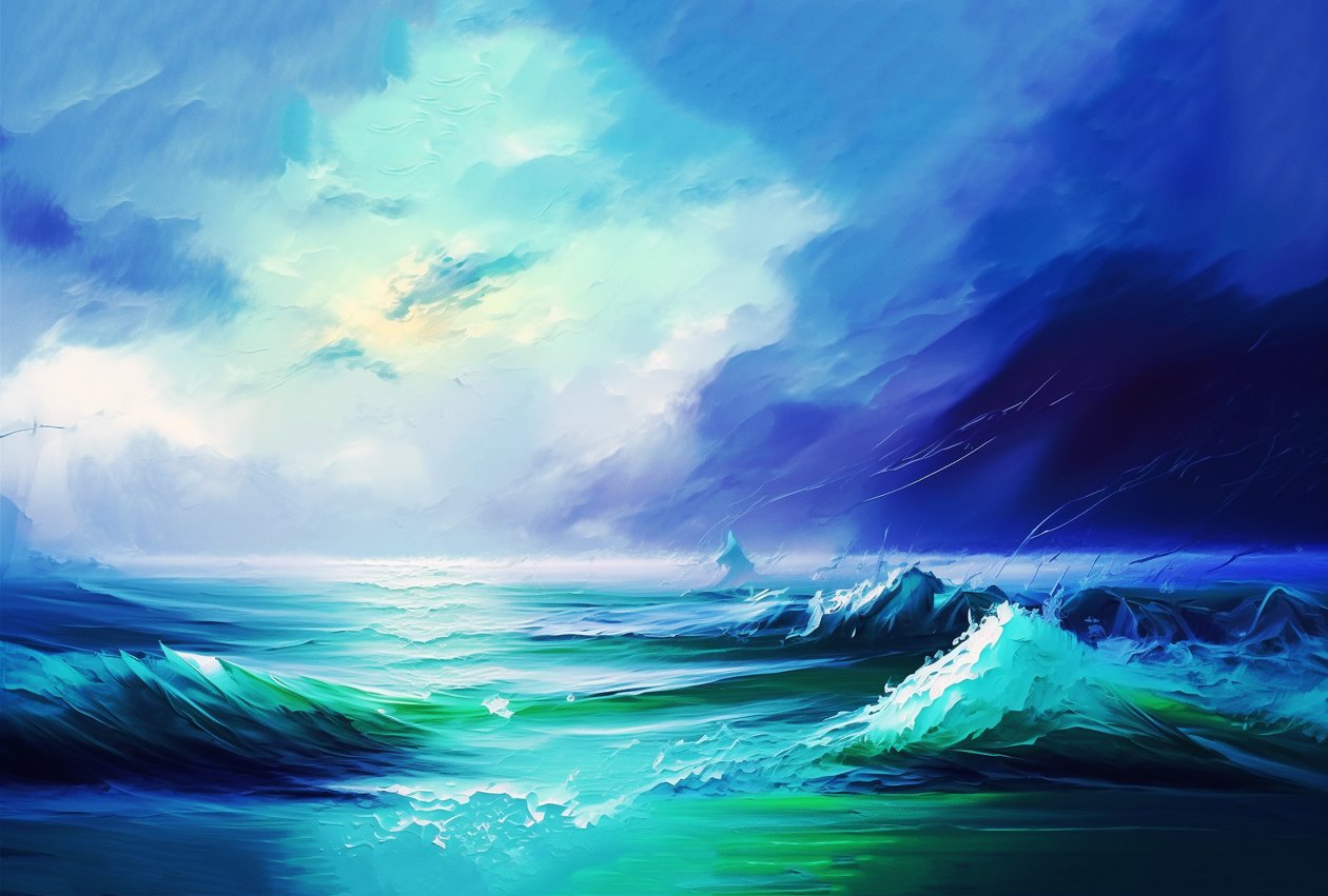 pintura abstrata paisagem marítima cor pastel, telas e impressões de arte mural online de F. Abderrahim