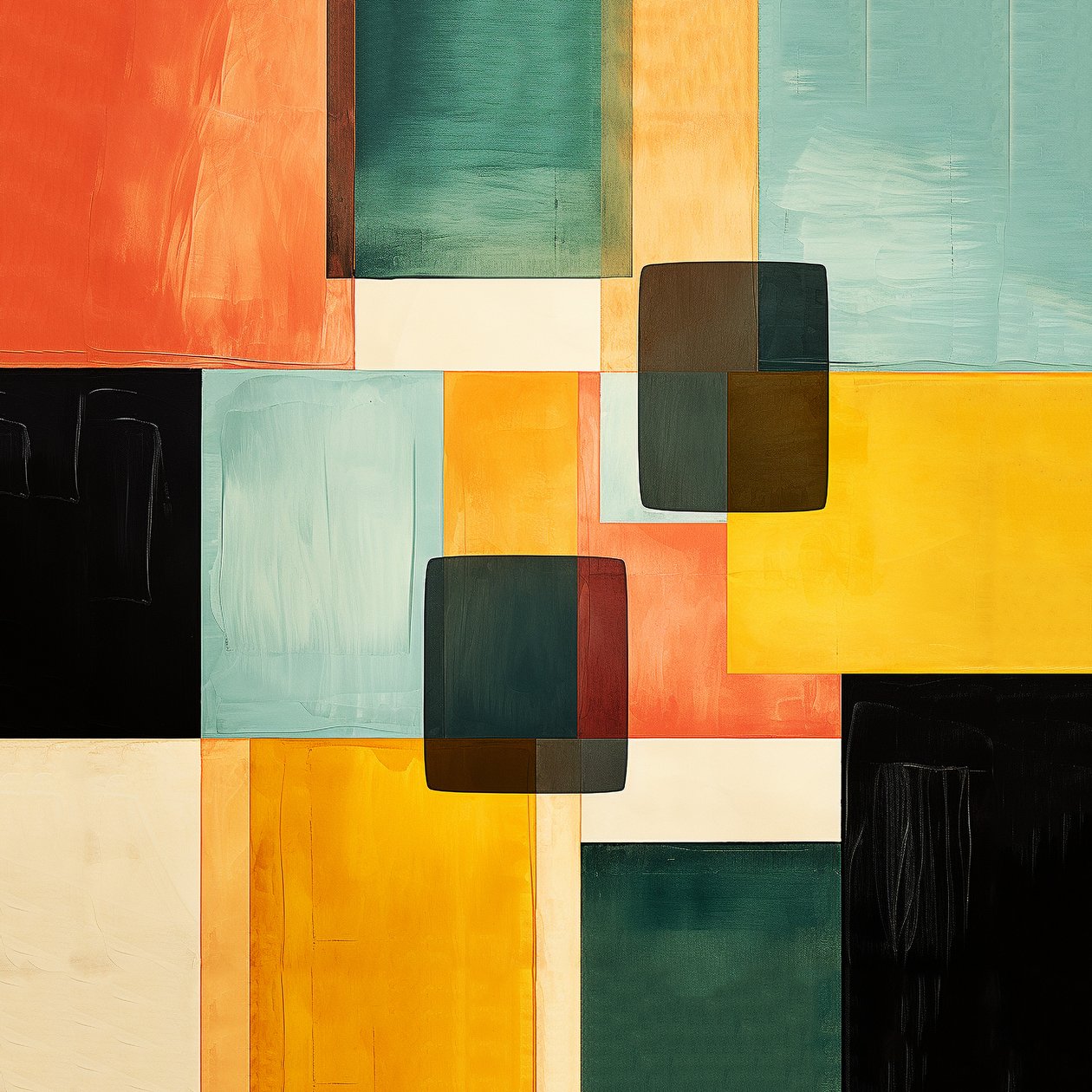composições quadradas abstractas desenho de padrão de pintura, Arte de parede | Impressões em tela de F. Abderrahim