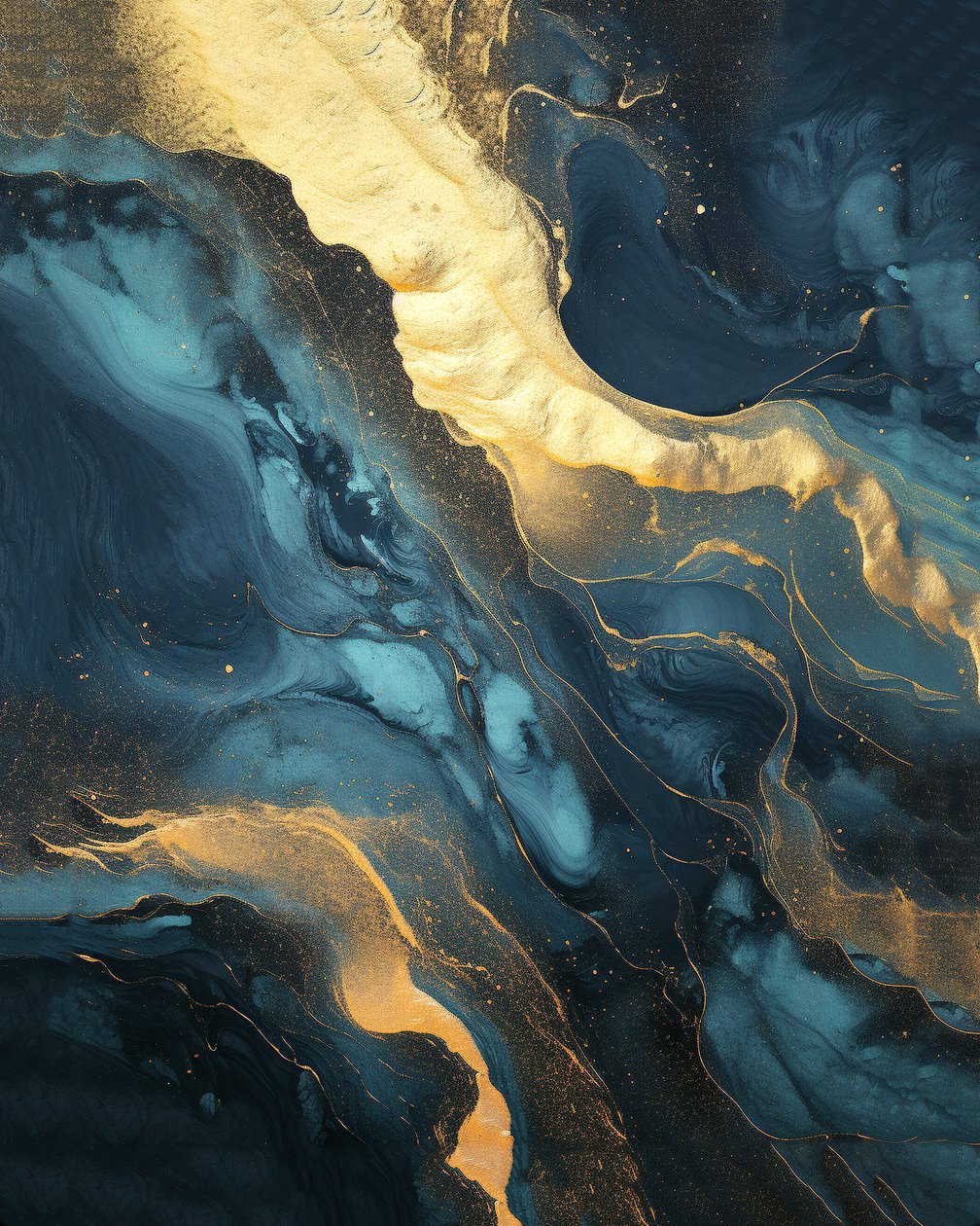 gradiente de fundo preto iridescente, mármore azul e dourado, impressões de arte para parede de F. Abderrahim