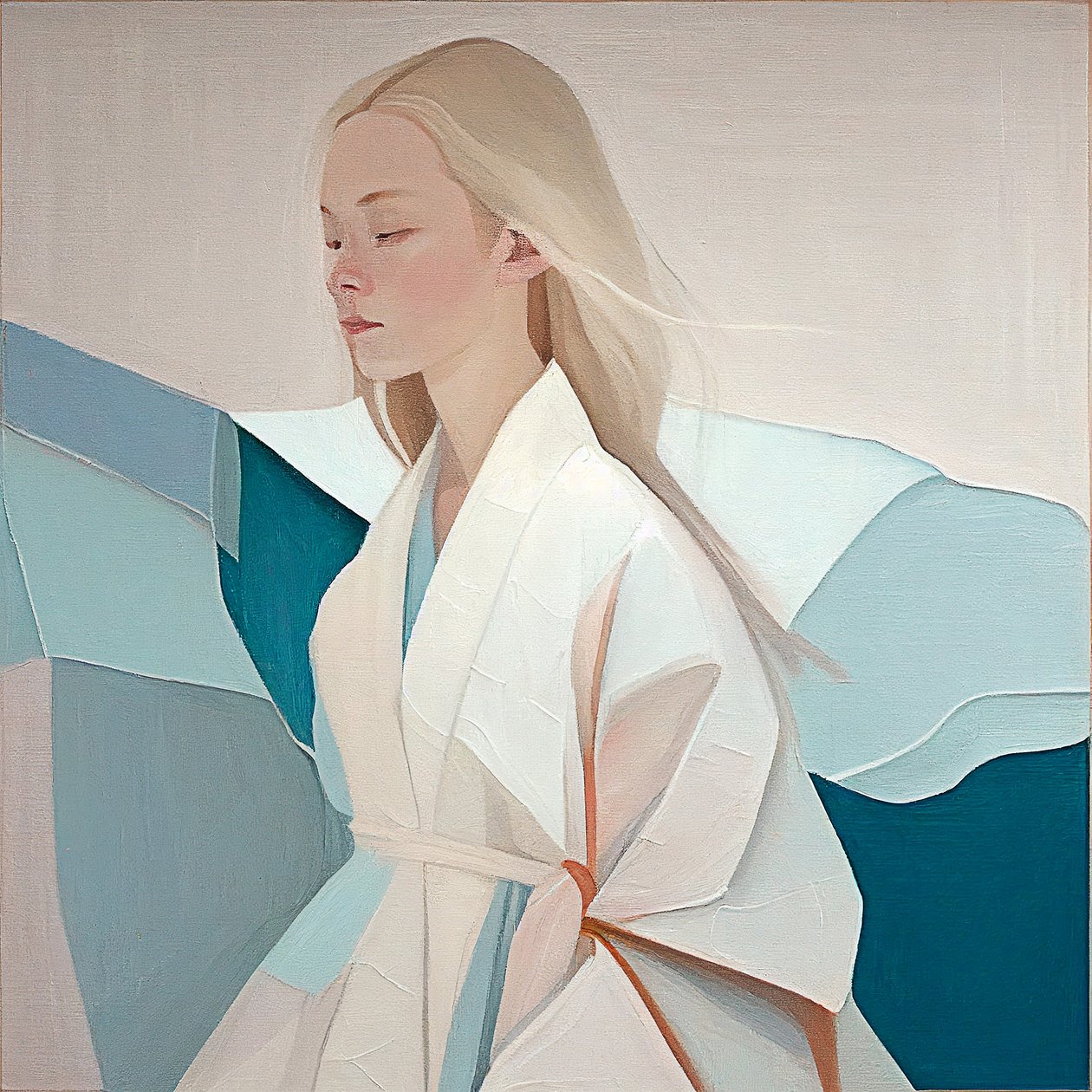 retrato de uma bela mulher loira, Pintura abstrata ,impressões de arte para parede de F. Abderrahim