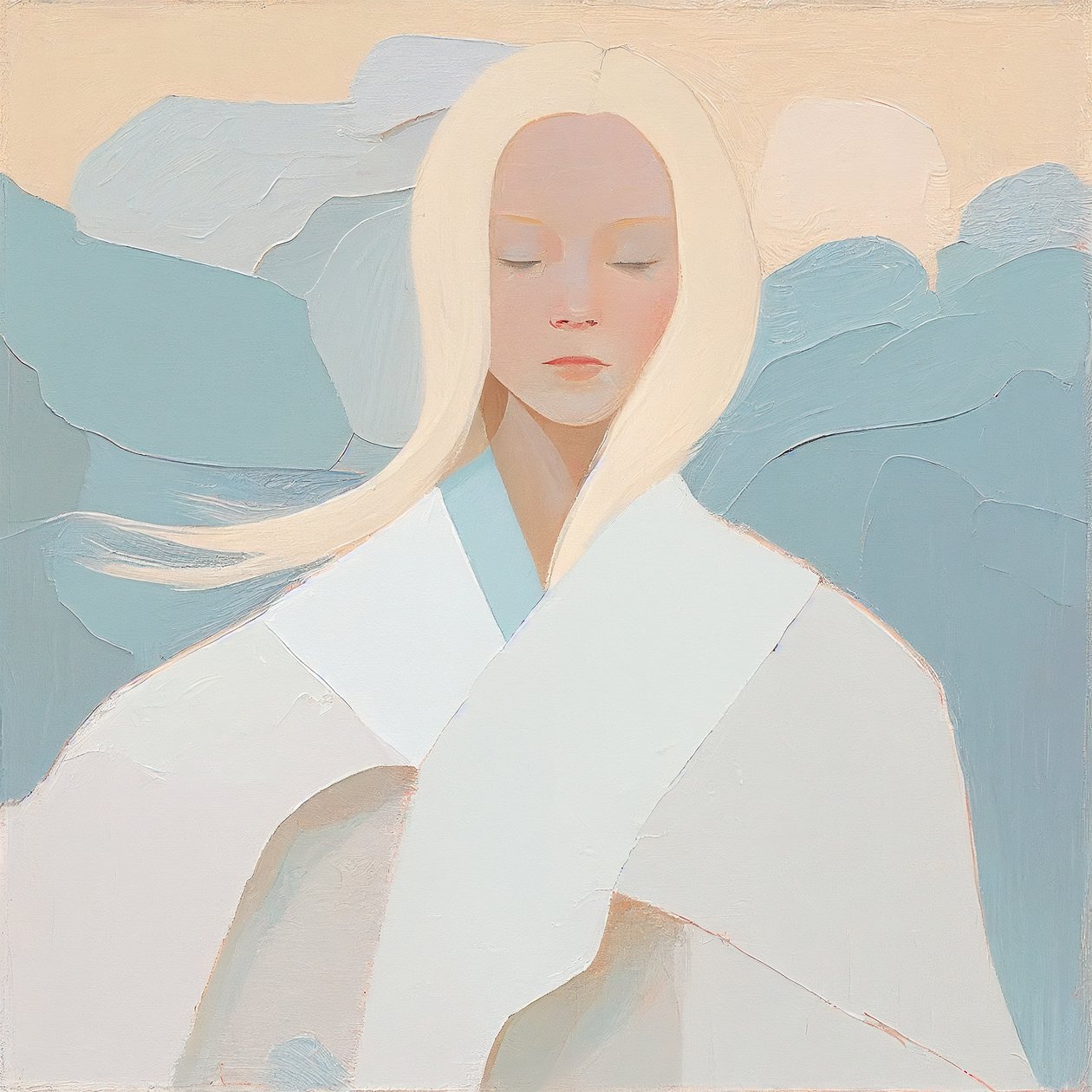 retrato de mulher loira branca, Pintura abstrata, impressões emolduradas em tela de F. Abderrahim