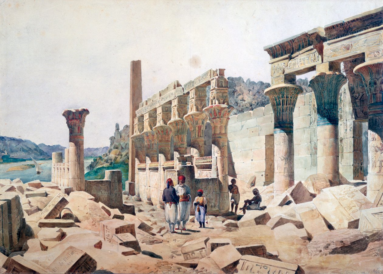 Templo de Vênus Athor, Philae, século XIX de F. H. Naudin
