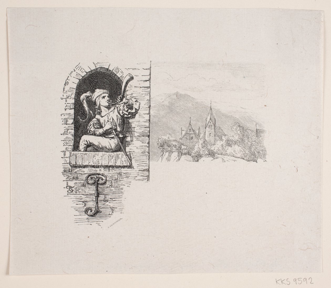 Vinheta do poema de J. P. Jacobsen, "The page high on the tower sent" de F. Hendriksen