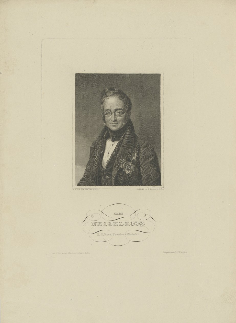 Retrato do Conde Karl Robert Nesselrode 1780-1862, 1832. de F. L. Lehmann