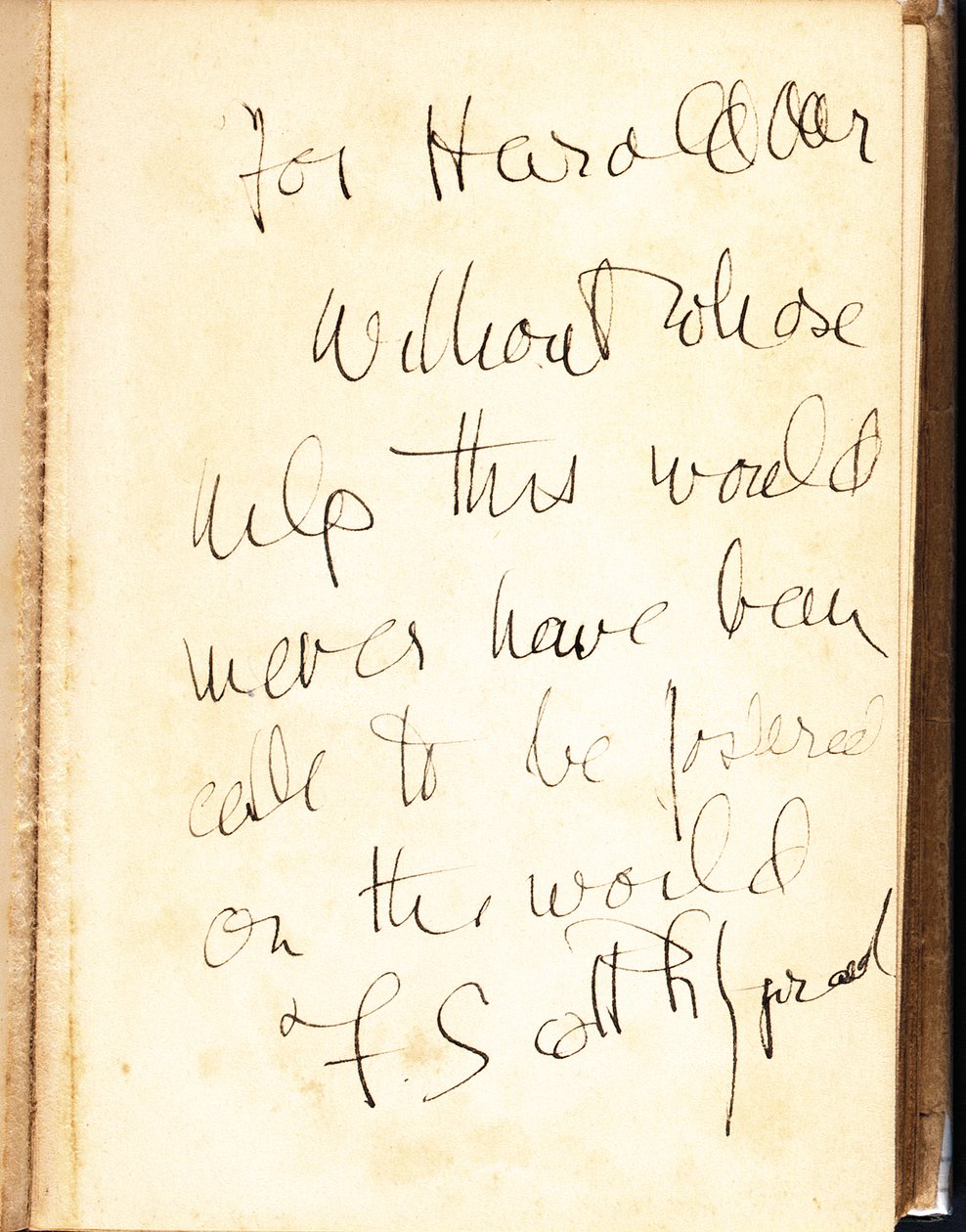 Inscrição do autor na folha de rosto da primeira edição de &39;Tender is the Night&39; de F. Scott Fitzgerald