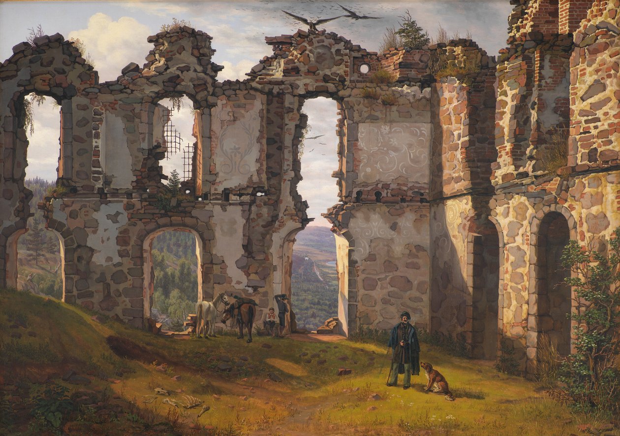 As ruínas de Brahehus perto de Jönköping, Suécia de F. Sødring