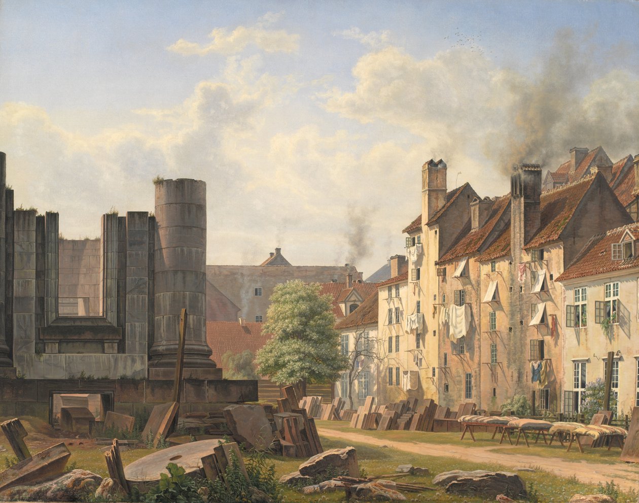 Vista da Praça de Mármore com as Ruínas da Igreja Inacabada de Frederik de F. Sødring