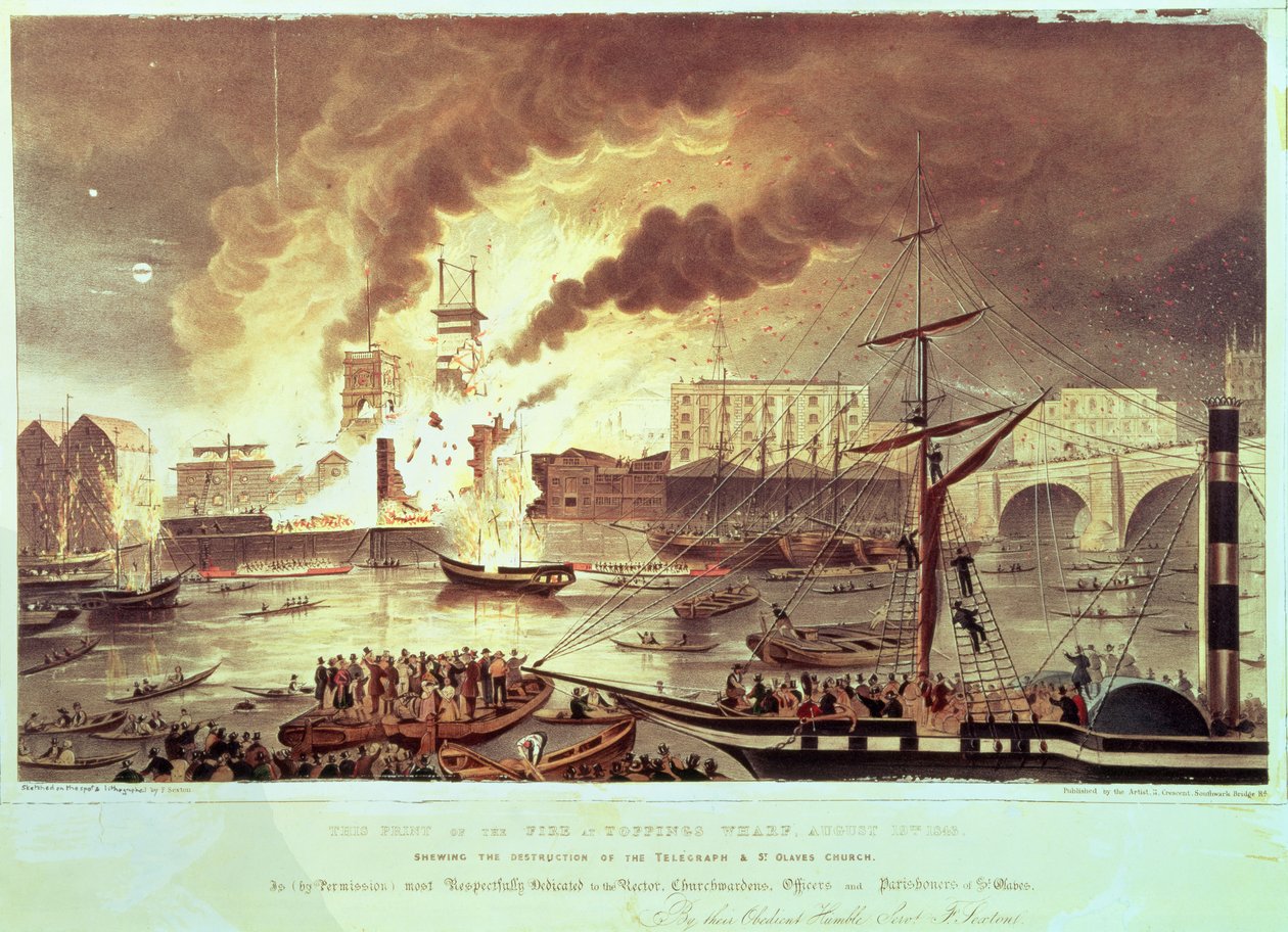 Coberturas Wharf Fire, 1843 de F. Sexton
