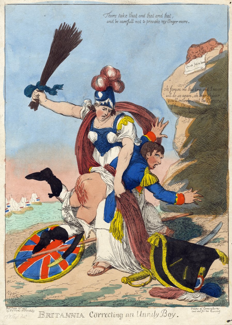 BRITANNIA Corrigindo um menino rebelde (Napoleão) de F. Williams