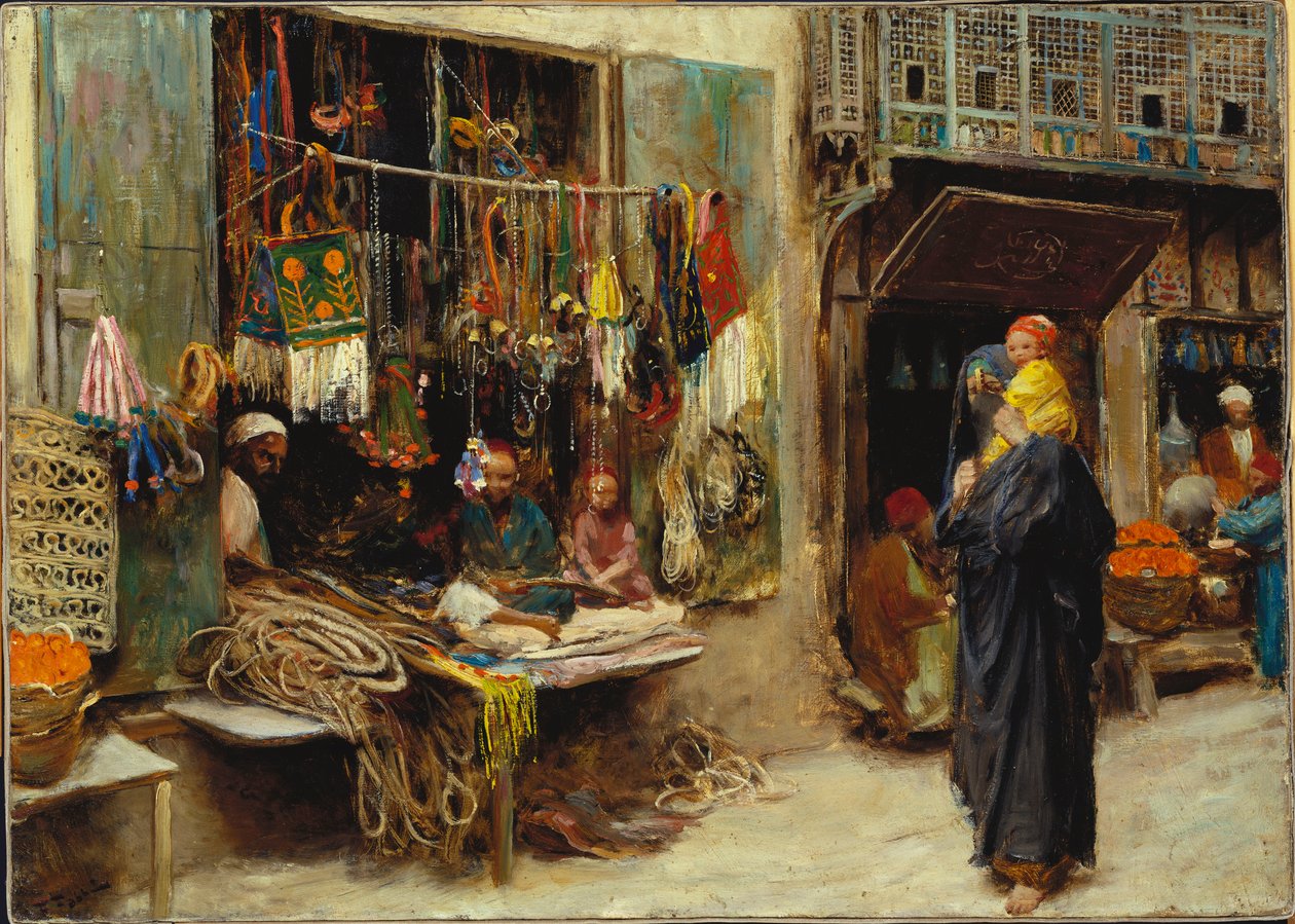 Um bazar de rua (óleo sobre tela) de Fabio Fabbi