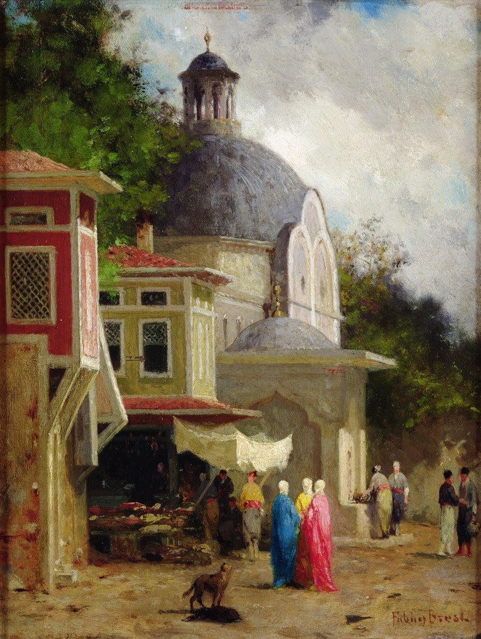 Constantinopla, vista da coluna de Brutus (óleo sobre madeira) de Fabius Brest