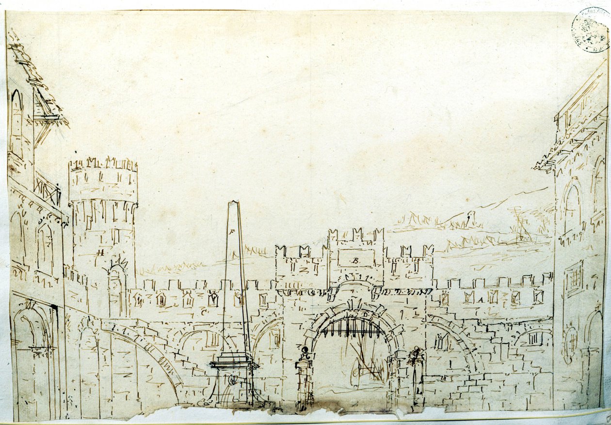 Cenário cenográfico de F. Galliari para a ópera "Caton d