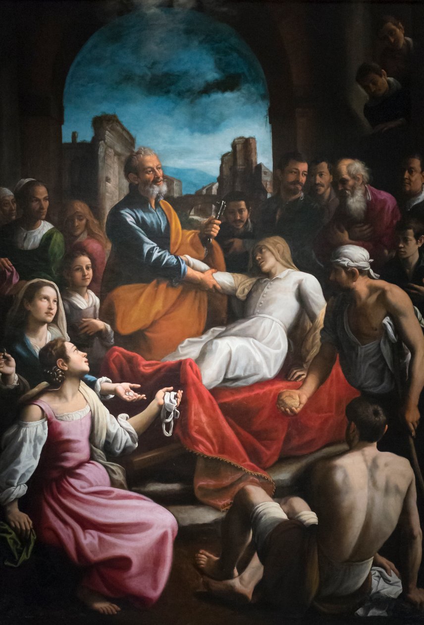 São Pedro ressuscita Tabitha de Fabrizio Santafede