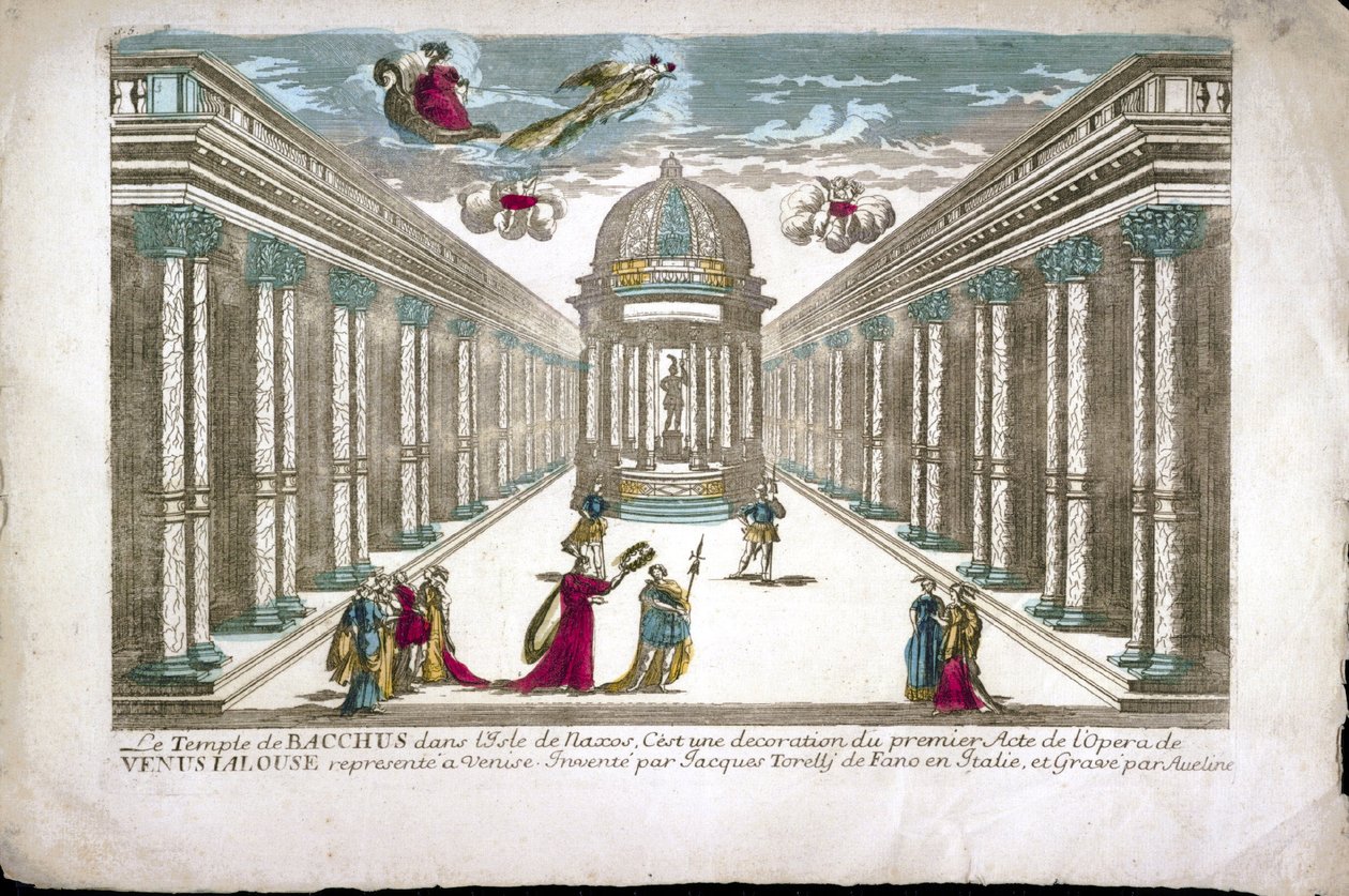 O templo de Baco Ilustração para o ato I da ópera "La venere gelosa" (Vênus invejosa) de Francesco Sacrati. Decoração de Jacopo Torelli de Family Aveline