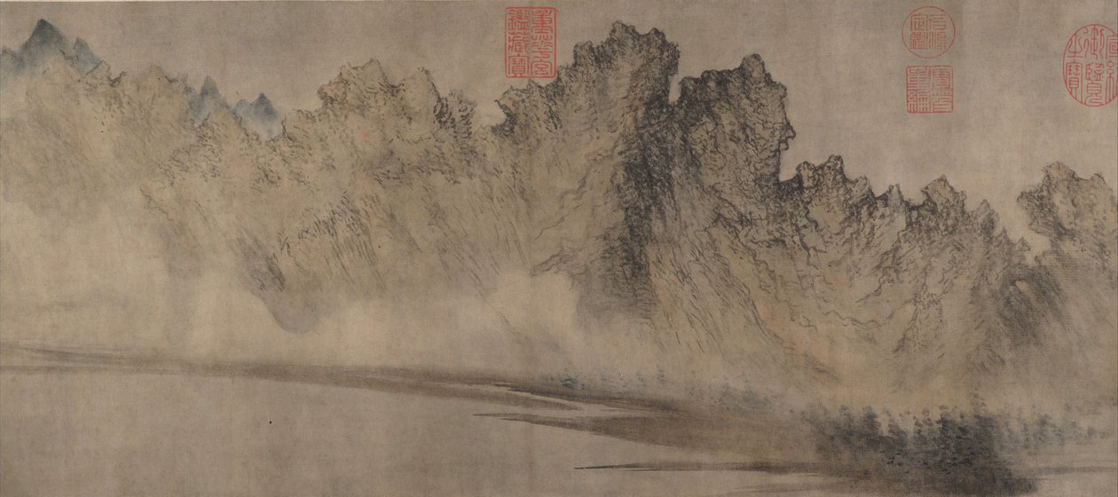 Montanhas Nubladas, ca. 1360-70. de Fang Congyi