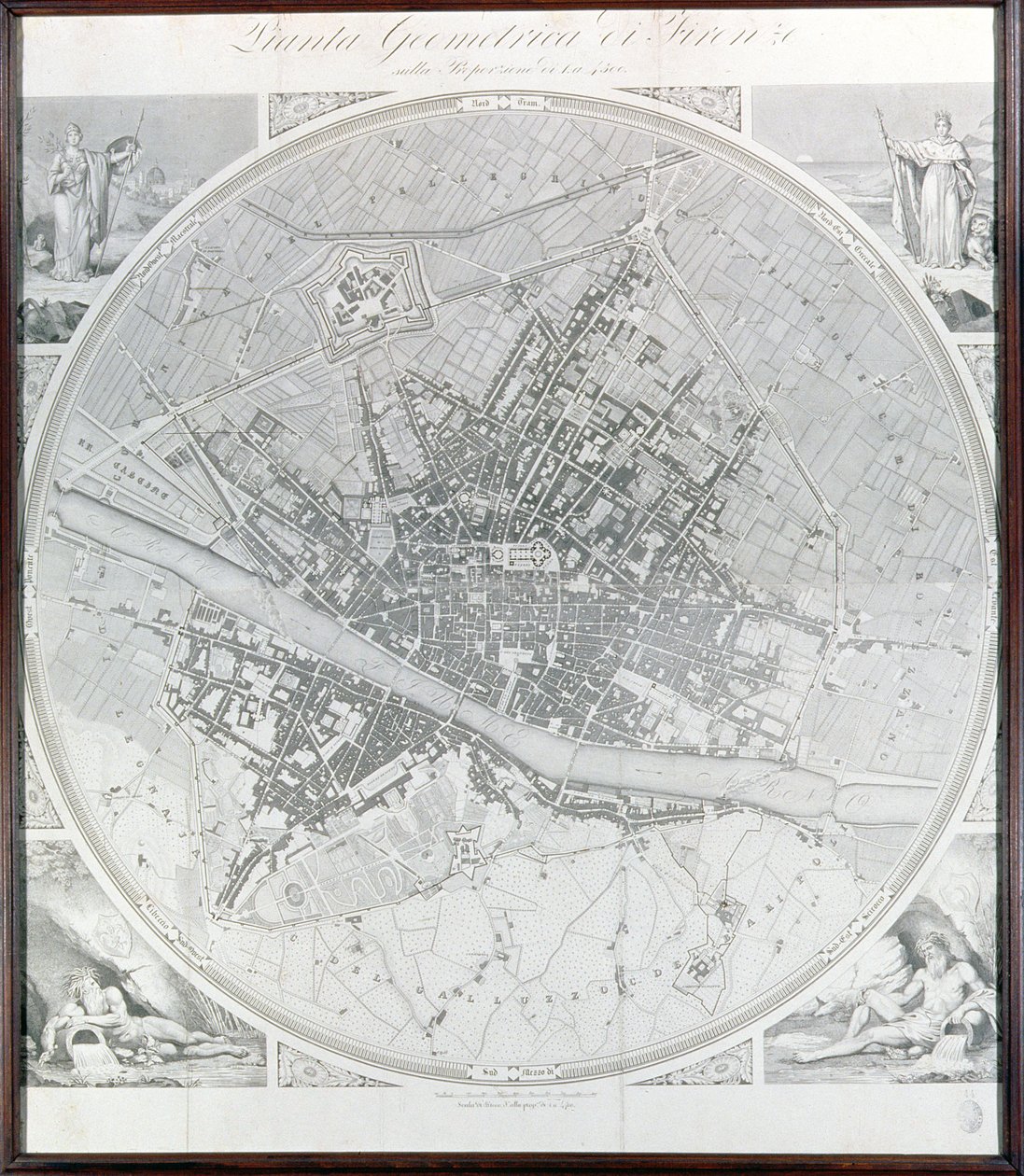 Mapa de Florença, 1843 e 1866 (para detalhes ver 100311) de Fantozzi