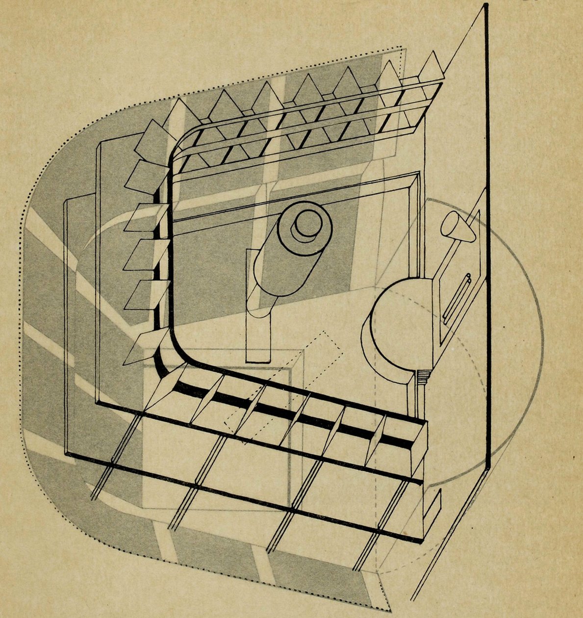 Teatro U Do palco da Bauhaus O palco da Bauhaus, 1925. de Farkas Molnar