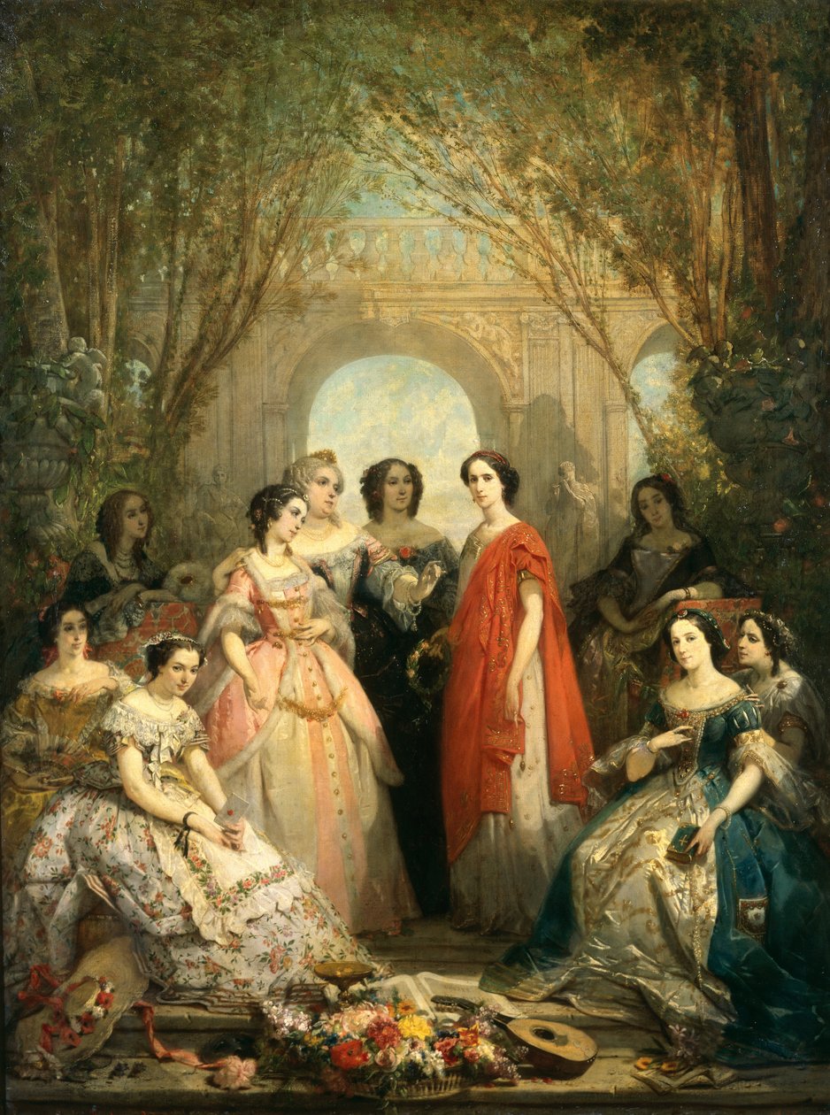 As mulheres da comédia francesa em seus trajes, 1855 de Faustin Besson