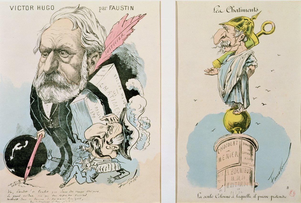 Caricaturas de Victor Hugo (1802-85) e Napoleão III (1809-73) 1870 de Faustin