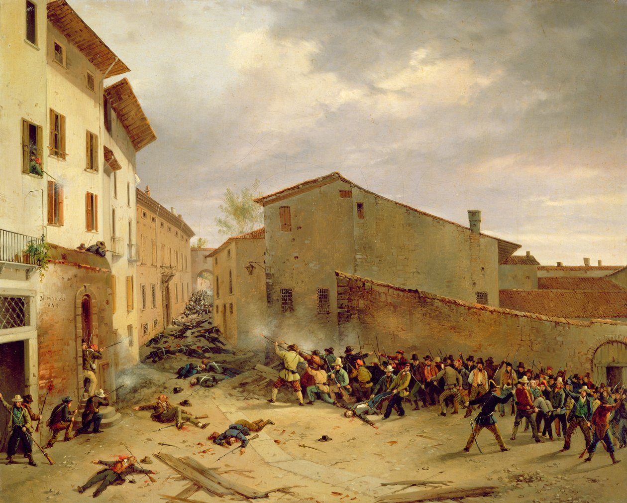 A Batalha de 31 de março de 1849 na Via delle Consolazione em Brescia de Faustino Joli