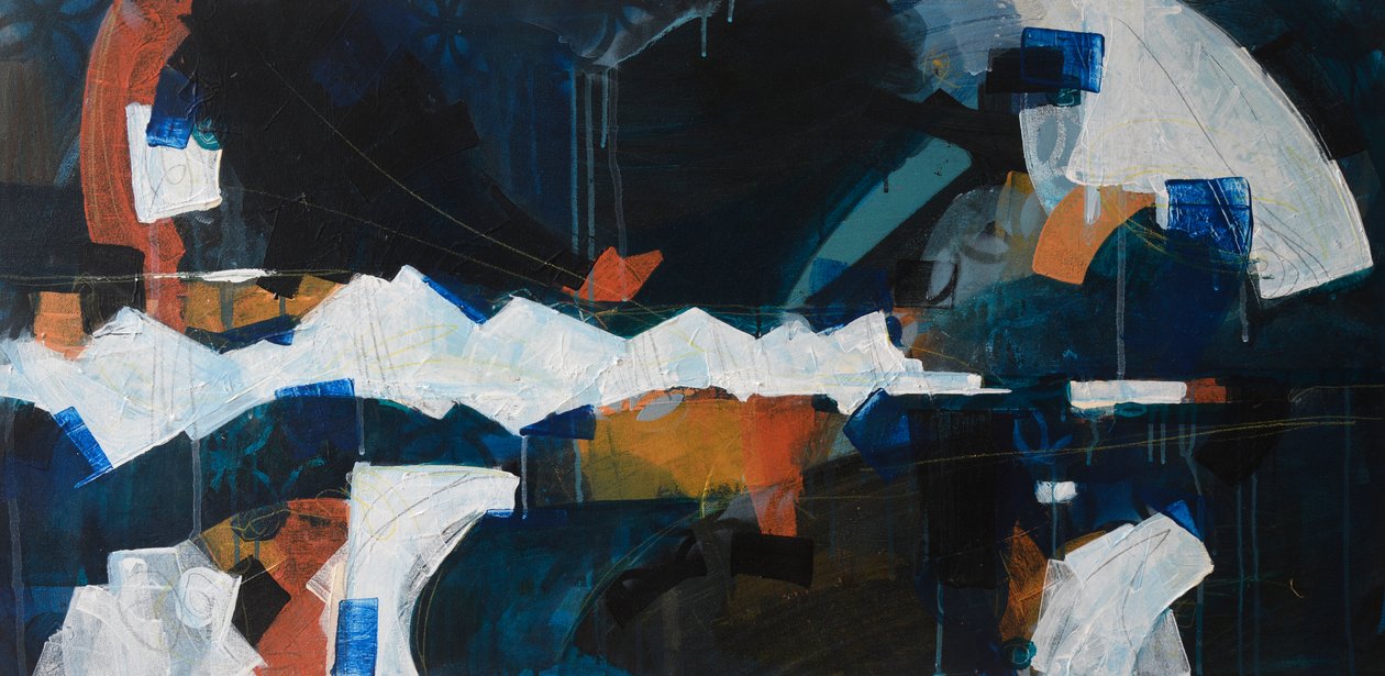 Oh Those Cliffs, 2018 (acrílico sobre tela) de Faye Bridgwater