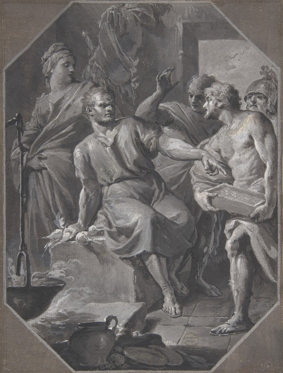 Manius Curius Dentatus recusando os presentes dos embaixadores samnitas, 1732-92 de Fedele Fischetti