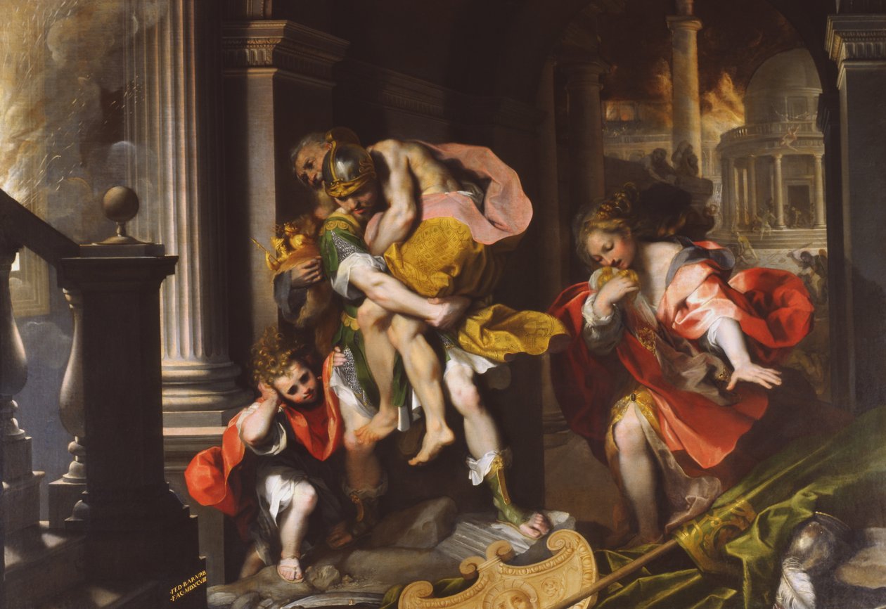 Voo de Enéias de Tróia, 1598 de Federico Barocci