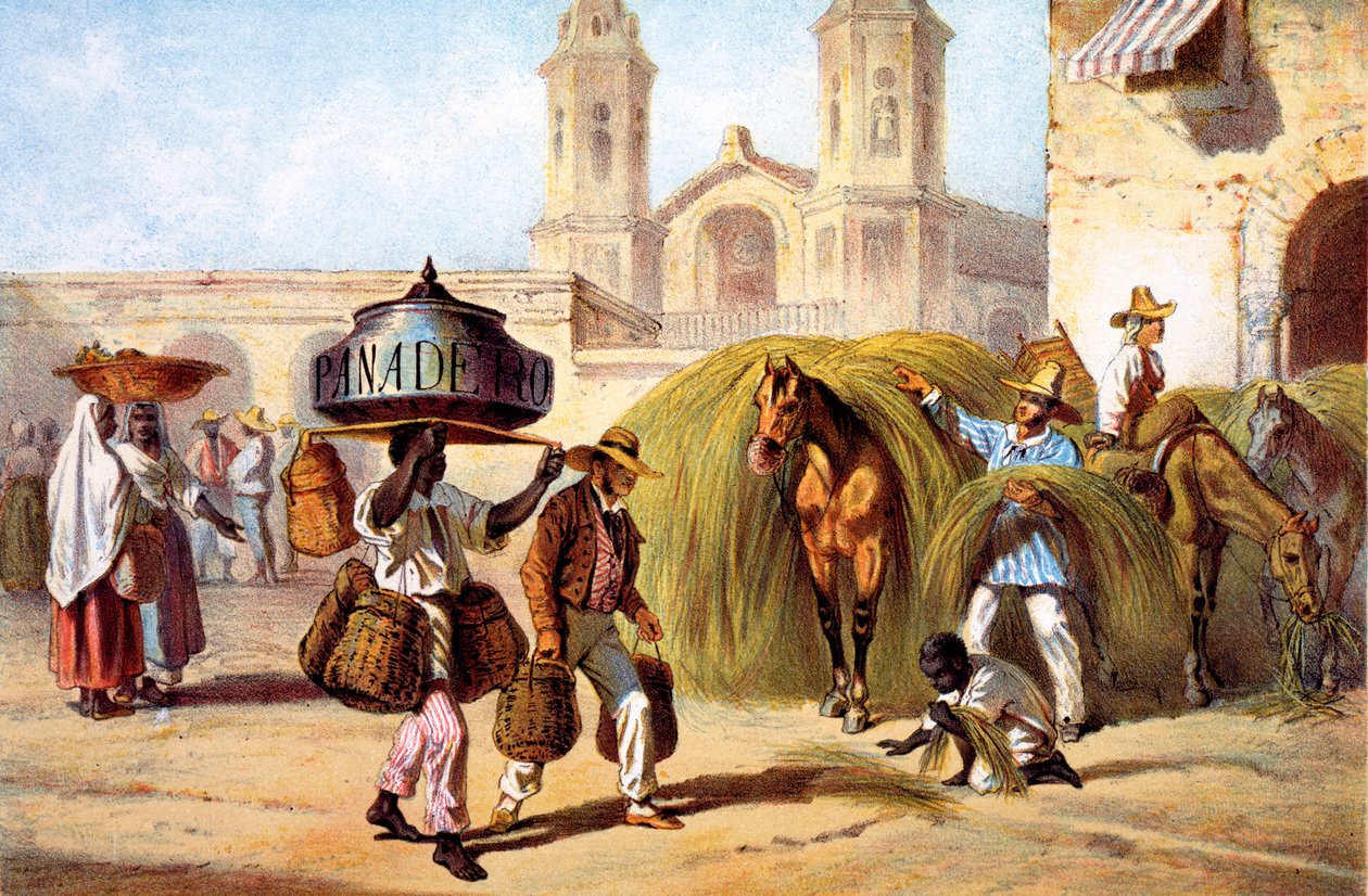 O padeiro e o vendedor de palha, 1840 de Federico Mialhe