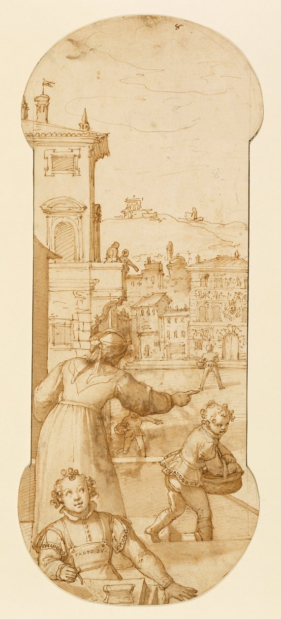 Taddeo Enviado em um Errand por Calabreses Wife de Federico Zuccaro
