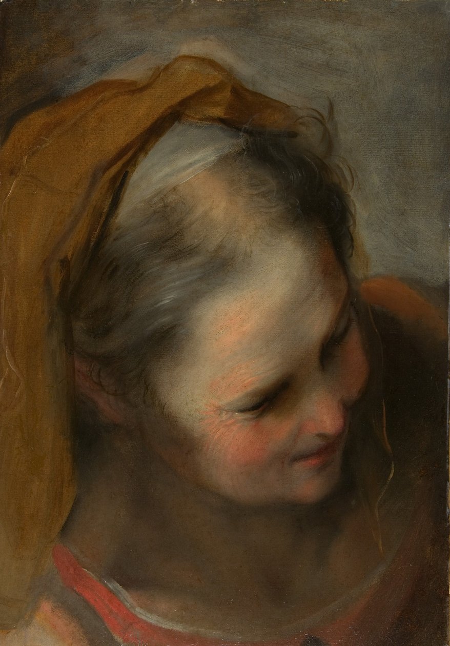 Cabeça, de, um, mulher velha, olhar, abaixar, direita de Federico Barocci