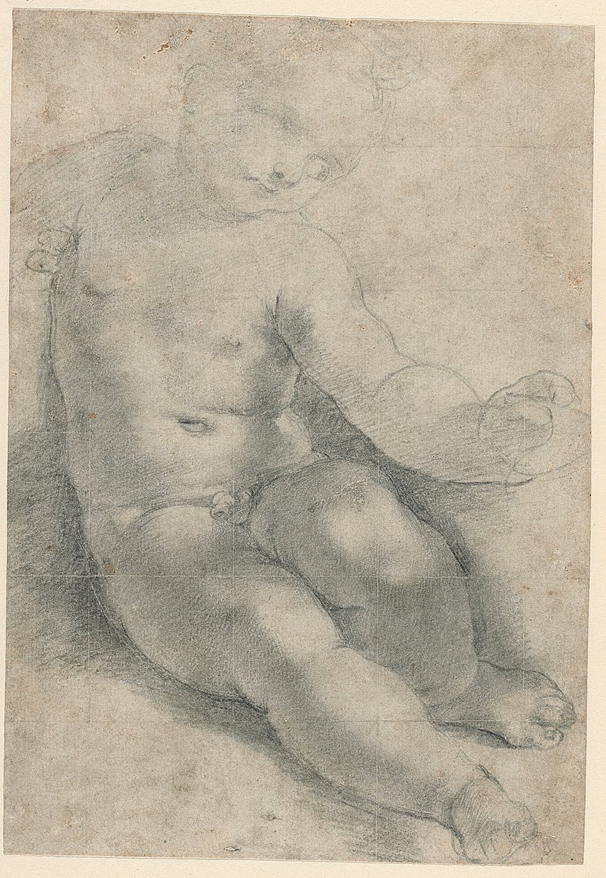 Estudo para o Menino Jesus na Madona de S. Simone (frente); Estudo de uma paisagem (verso) de Federico Barocci